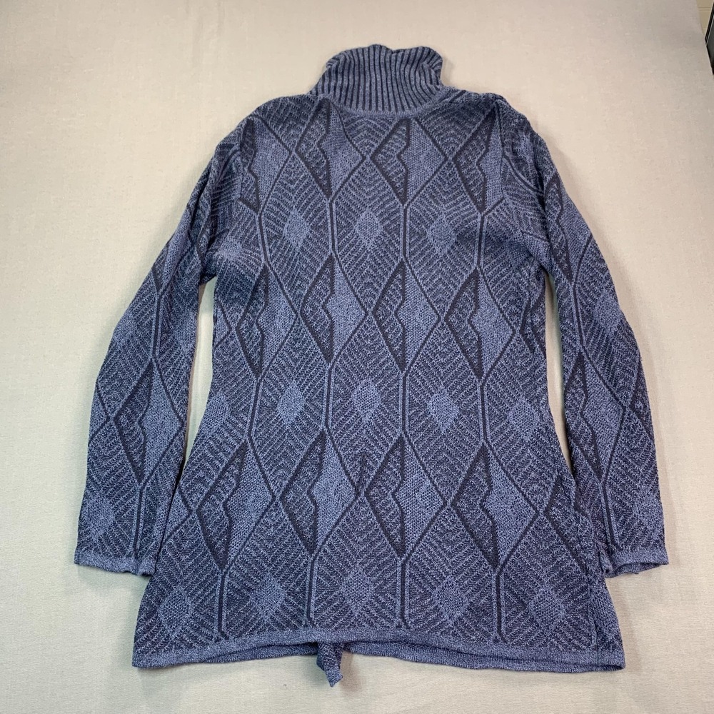 Royal Robbins Sweater Cardigan Womens L Blue Geometric Full Zip Shawl Collar - Picture 4 of 16